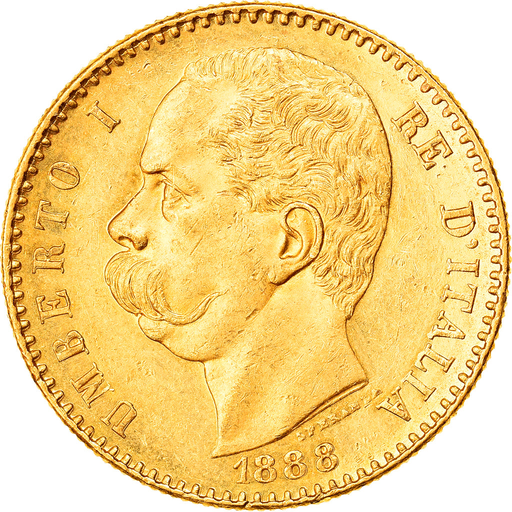Italia, Umberto I, 50 Lire, 1888, Rome, Oro, PCGS, MS62, Friedberg:19, KM:25