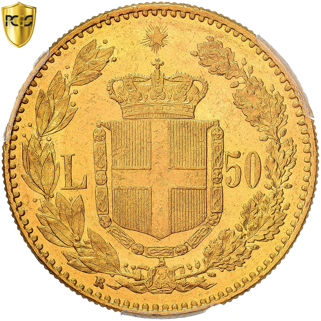 Italie, Umberto I, 50 Lire, 1888, Rome, Or, PCGS, MS62, Friedberg:19, KM:25