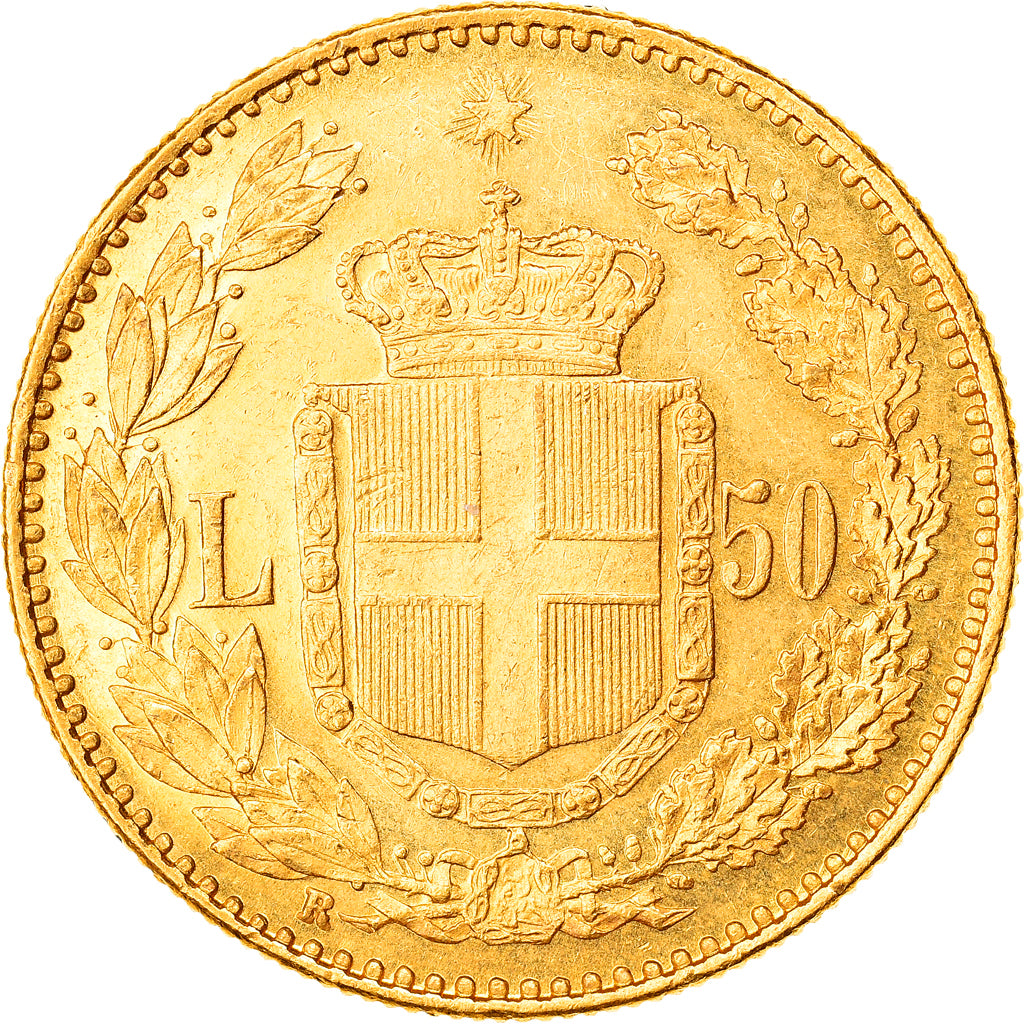 Italia, Umberto I, 50 Lire, 1888, Rome, Oro, PCGS, MS62, Friedberg:19, KM:25