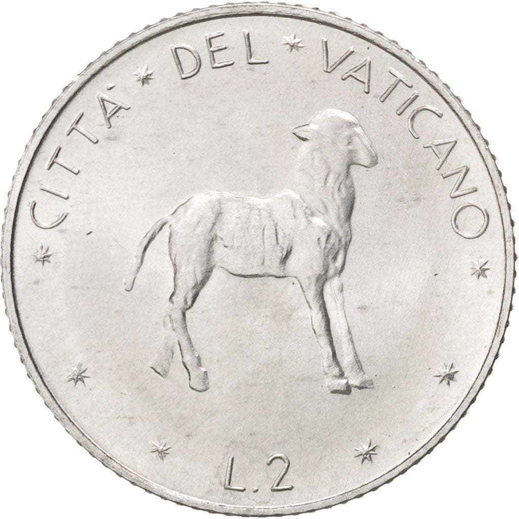 Coin, VATICAN CITY, Paul VI, 2 Lire, 1970, MS(63), Aluminum, KM:117