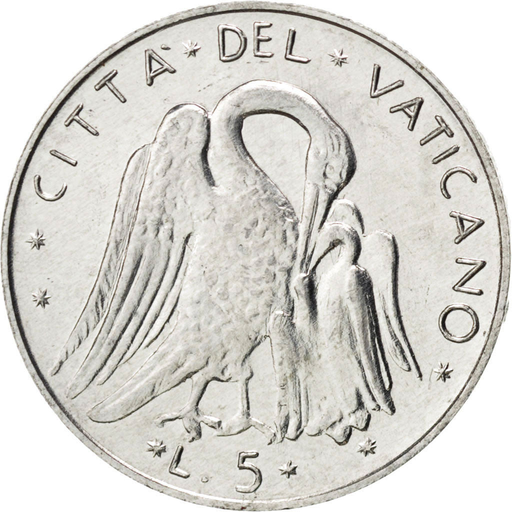 Coin, VATICAN CITY, Paul VI, 5 Lire, 1970, MS(63), Aluminum, KM:118