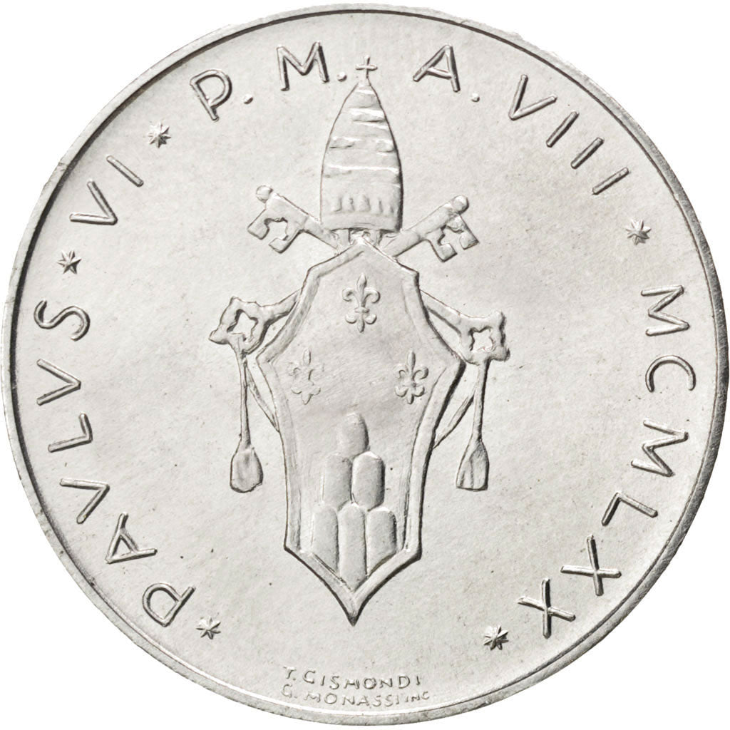 Coin, VATICAN CITY, Paul VI, 10 Lire, 1970, MS(63), Aluminum, KM:119