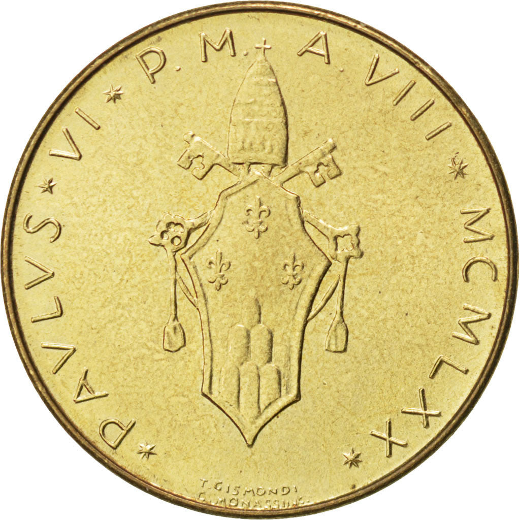 Coin, VATICAN CITY, Paul VI, 20 Lire, 1970, MS(63), Aluminum-Bronze, KM:120