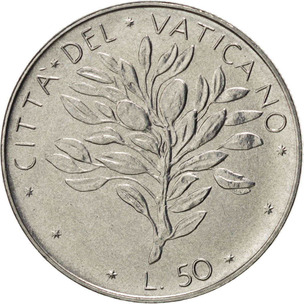 Coin, VATICAN CITY, Paul VI, 50 Lire, 1970, MS(63), Stainless Steel, KM:121