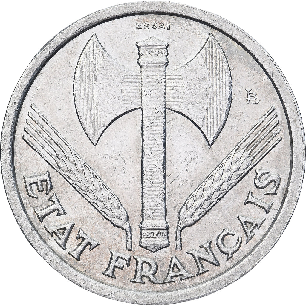 Moeda, França, Bazor, Franc, 1942, ENSAIO, MS(60-62), Alumínio, KM:E83
