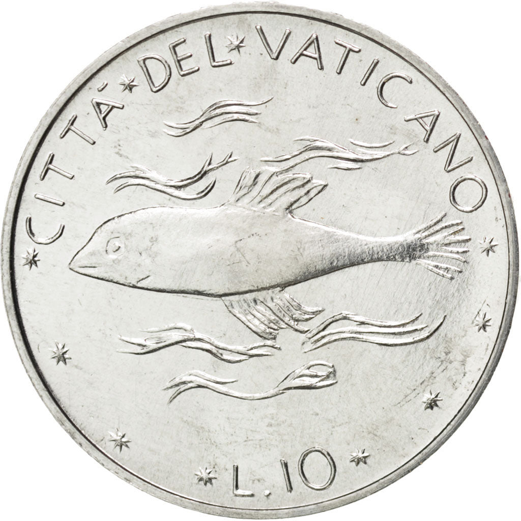 Moneta, PAŃSTWO WATYKAŃSKIE, Paul VI, 10 Lire, 1971, MS(63), Aluminium, KM:119