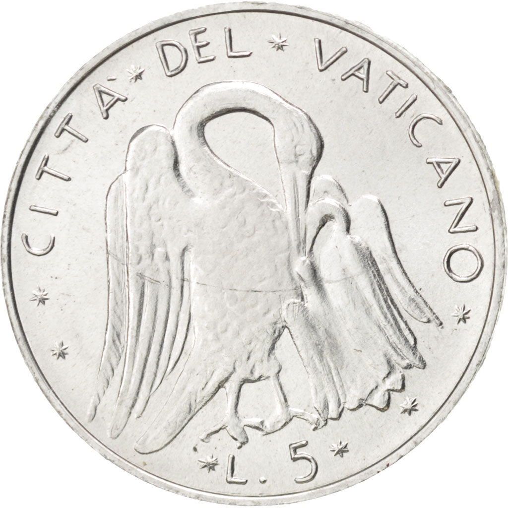 Coin, VATICAN CITY, Paul VI, 5 Lire, 1972, MS(63), Aluminum, KM:118