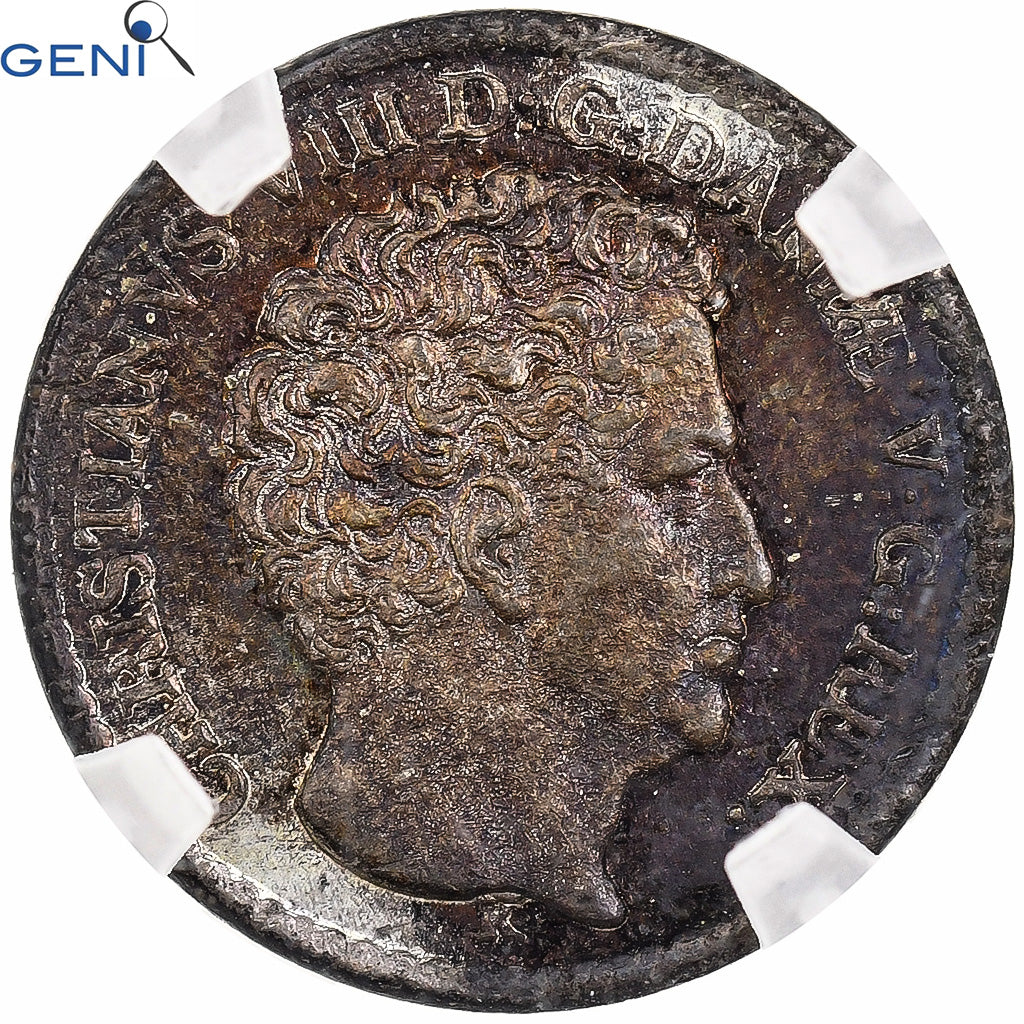 Dänemark, Christian VIII, 3 Rigsbankskilling, 1842, Altona, Silber, GENI, MS65