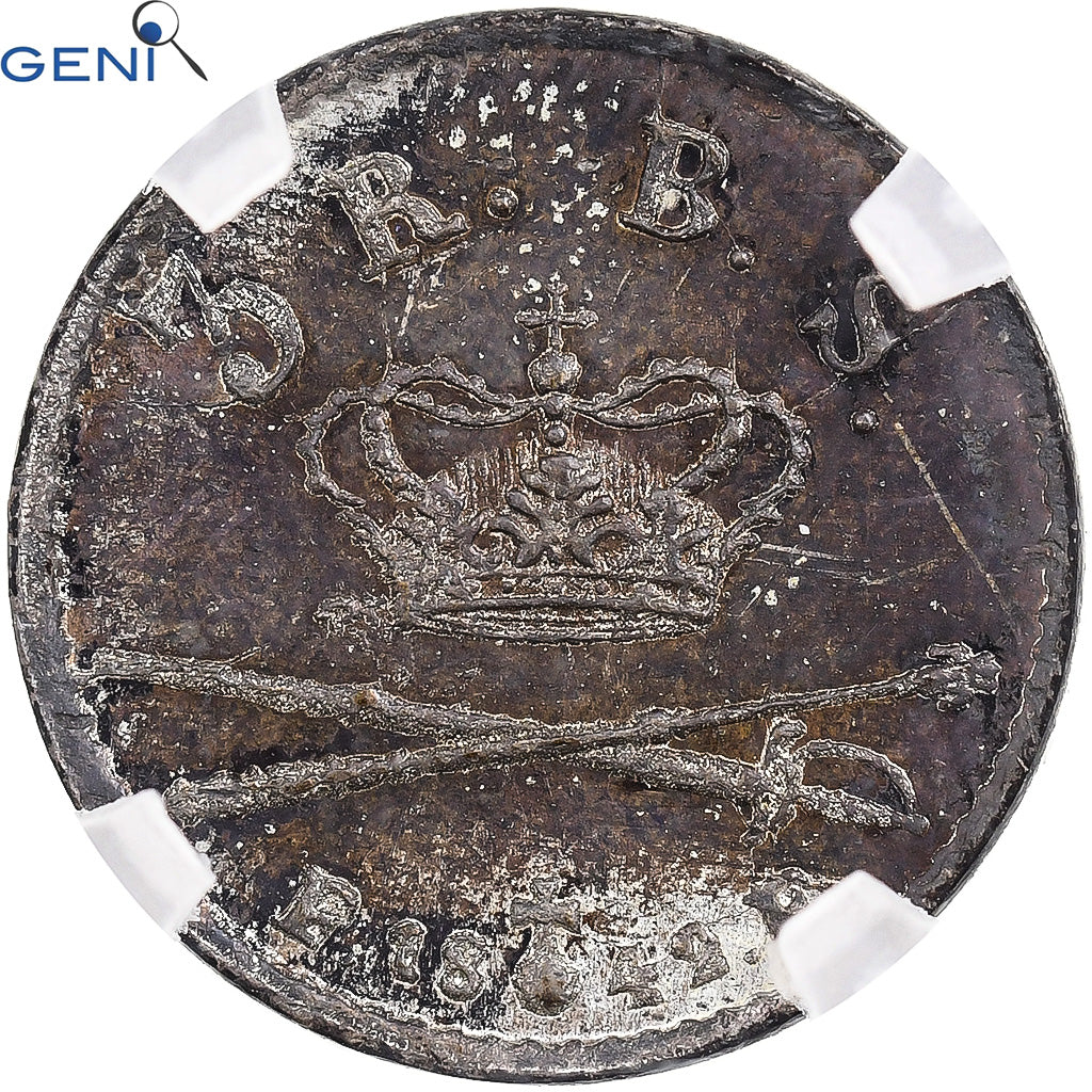 Dänemark, Christian VIII, 3 Rigsbankskilling, 1842, Altona, Silber, GENI, MS65