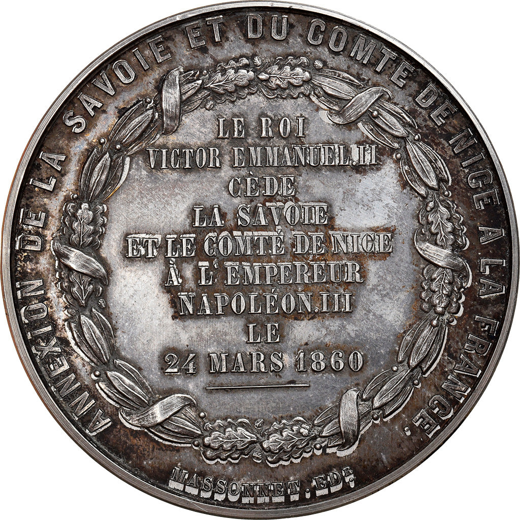 France, Medal, Napoléon III, Annexion of Savoy and Nice, 1860, Silver