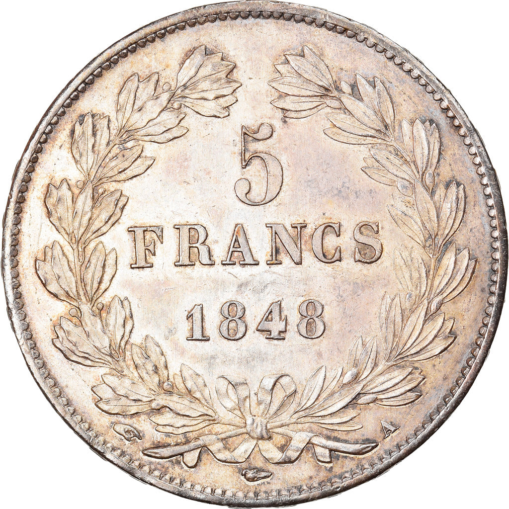 Moneda, Francia, Louis-Philippe, 5 Francs, 1848, Paris, EBC+, Plata, KM:749.1