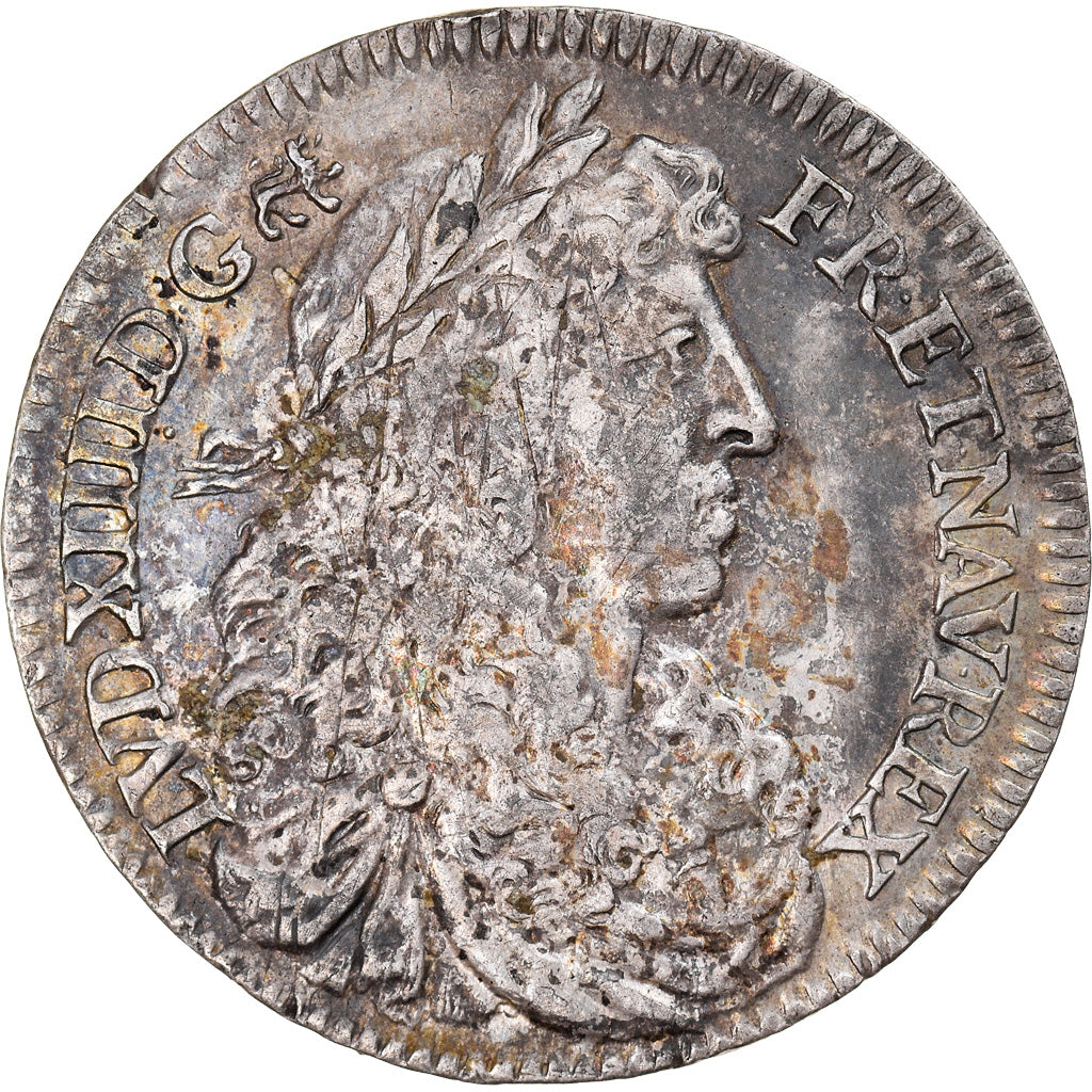 France, Louis XIV, 1/4 Ecu au buste juvénile, 1664, Paris, Argent, TTB