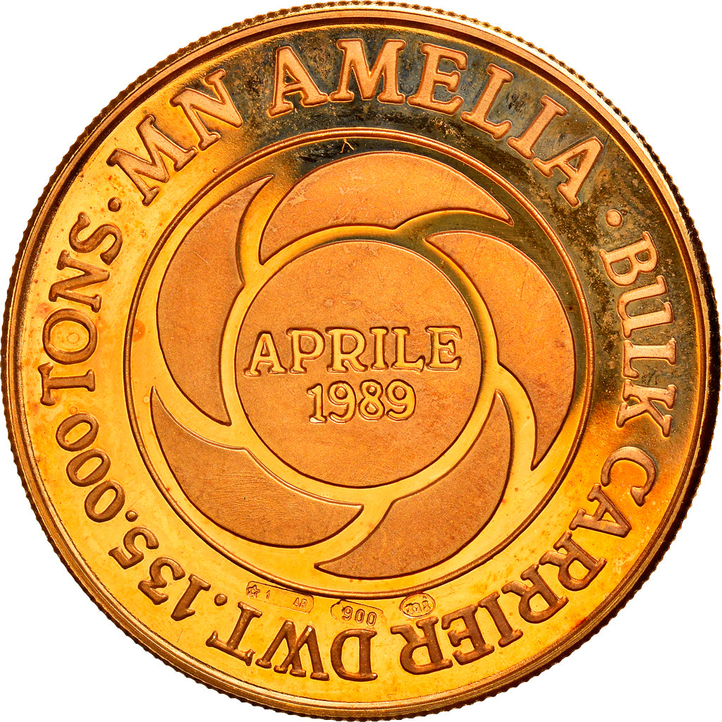 Italy, Medal, MN Amelia, SpA Palermo Oceanica, 1989, Gold, MS(65-70)