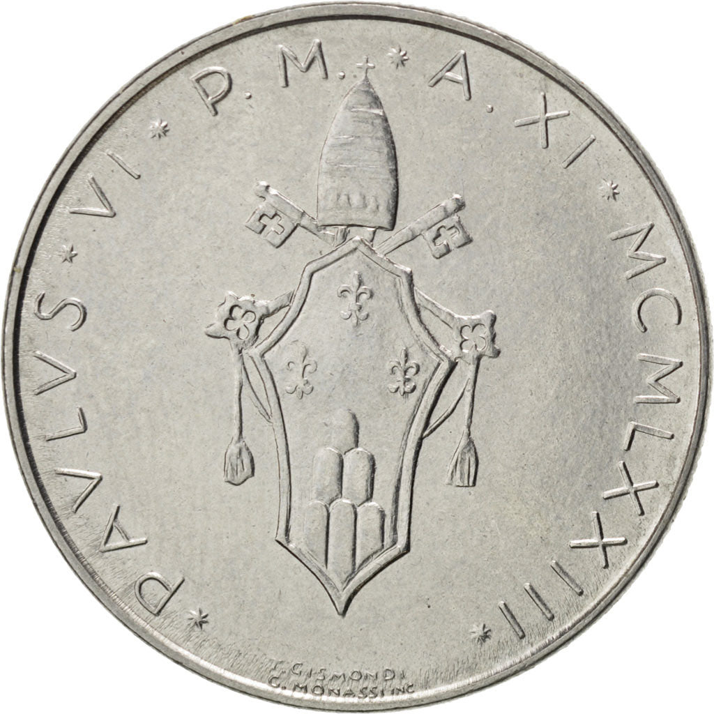 Coin, VATICAN CITY, Paul VI, 50 Lire, 1973, MS(63), Stainless Steel, KM:121