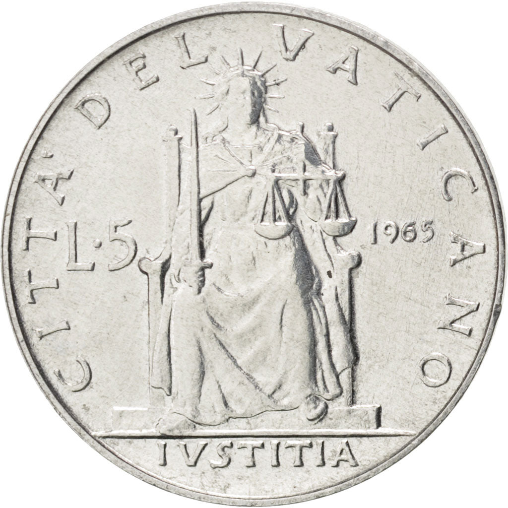 Coin, VATICAN CITY, Paul VI, 5 Lire, 1965, MS(63), Aluminum, KM:78.2