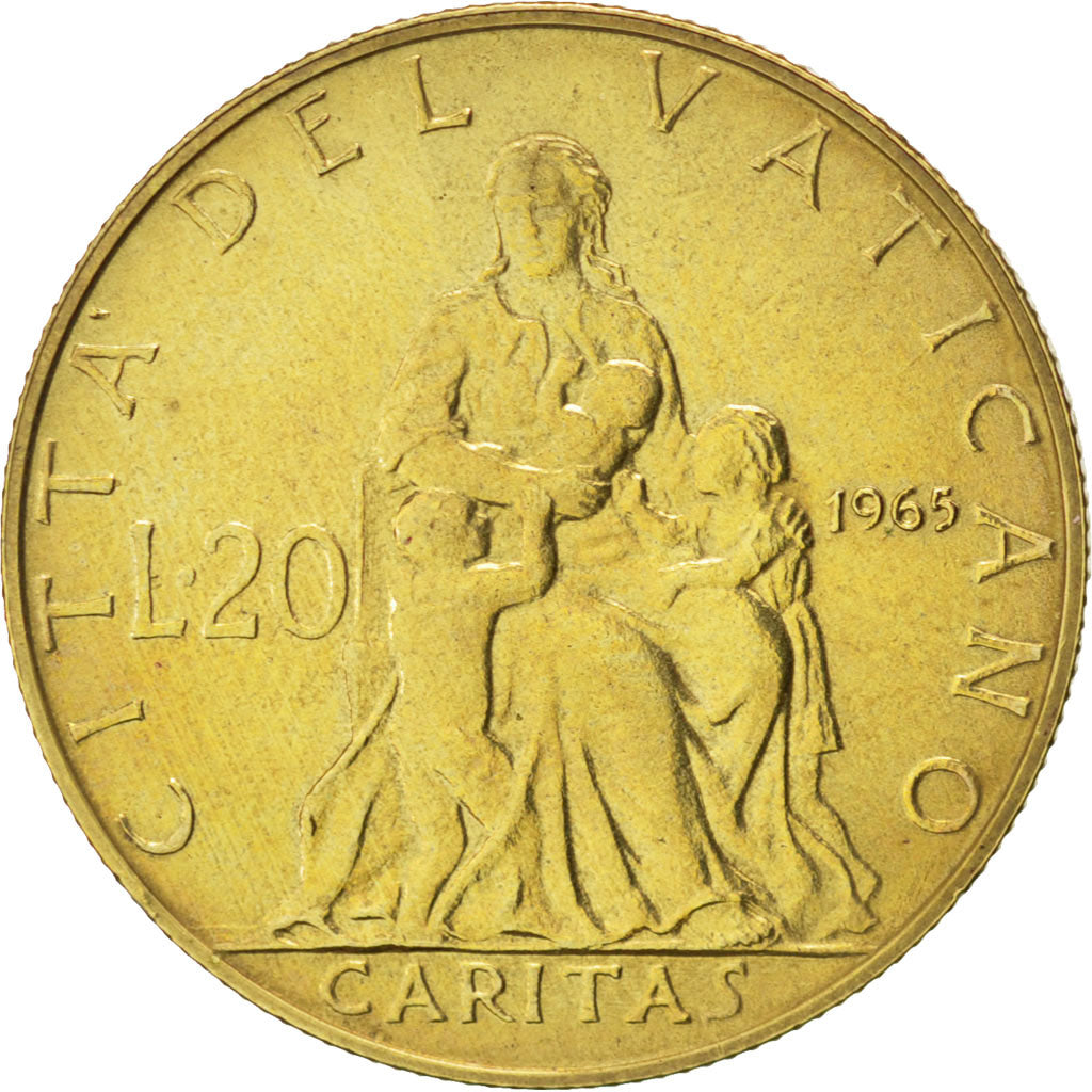 Coin, VATICAN CITY, Paul VI, 20 Lire, 1965, MS(63), Aluminum-Bronze, KM:80.2