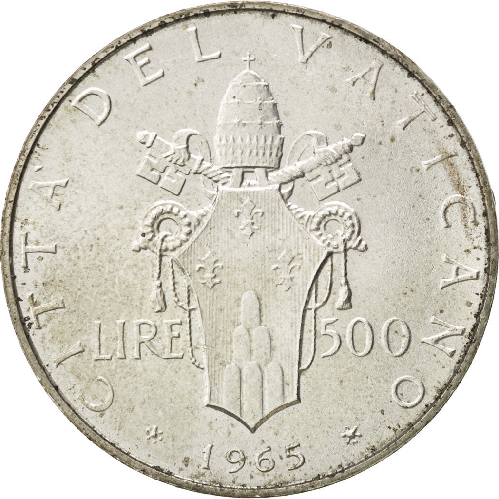 Coin, VATICAN CITY, Paul VI, 500 Lire, 1965, MS(63), Silver, KM:83.2