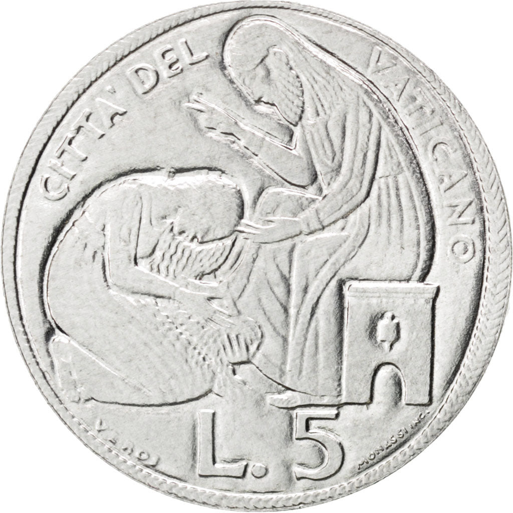 Coin, VATICAN CITY, Paul VI, 5 Lire, 1975, MS(63), Aluminum, KM:126