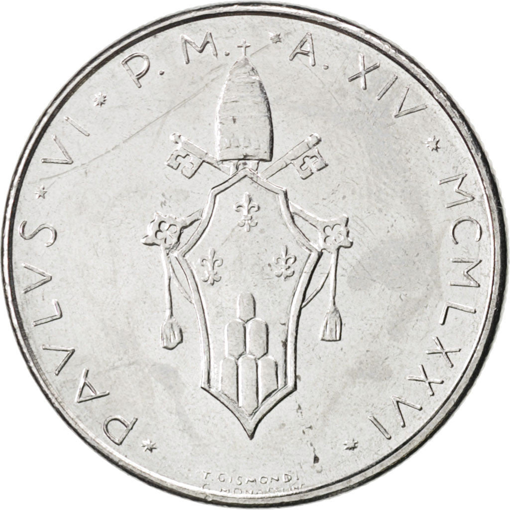 Coin, VATICAN CITY, Paul VI, 50 Lire, 1976, AU(55-58), Stainless Steel, KM:121