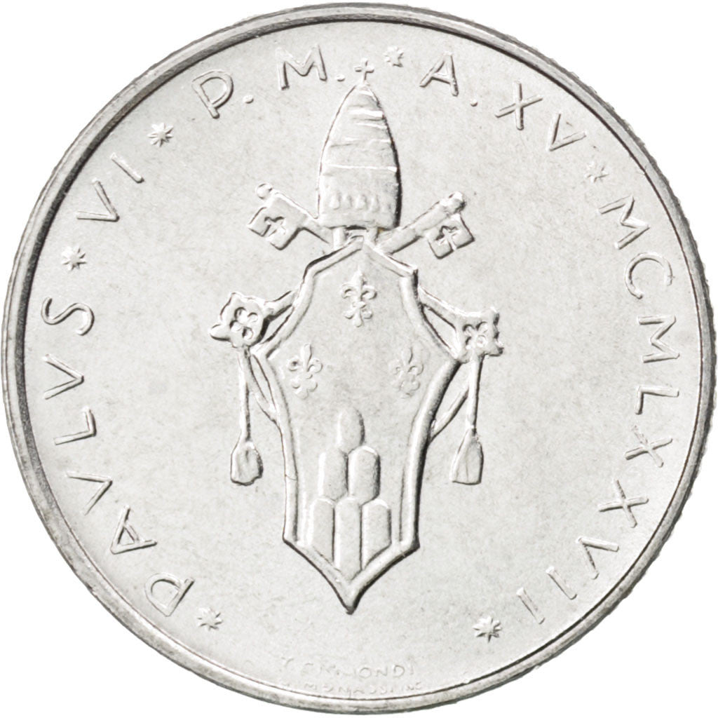 Munten, Vaticaanstad, Paul VI, 2 Lire, 1977, UNC-, Aluminium, KM:117