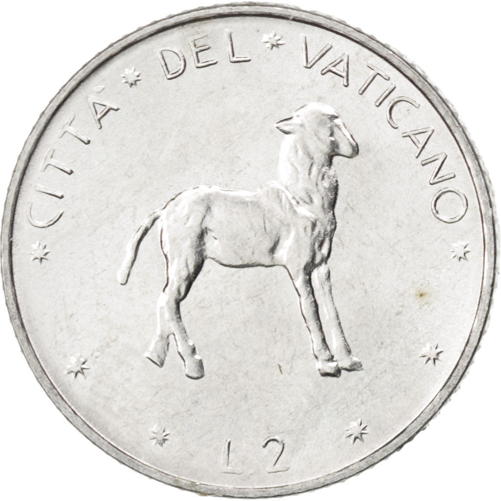 Munten, Vaticaanstad, Paul VI, 2 Lire, 1977, UNC-, Aluminium, KM:117