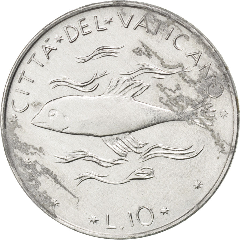 Münze, Vatikanstadt, Paul VI, 10 Lire, 1977, VZ, Aluminium, KM:119