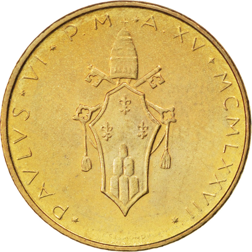 Coin, VATICAN CITY, Paul VI, 20 Lire, 1977, MS(63), Aluminum-Bronze, KM:120