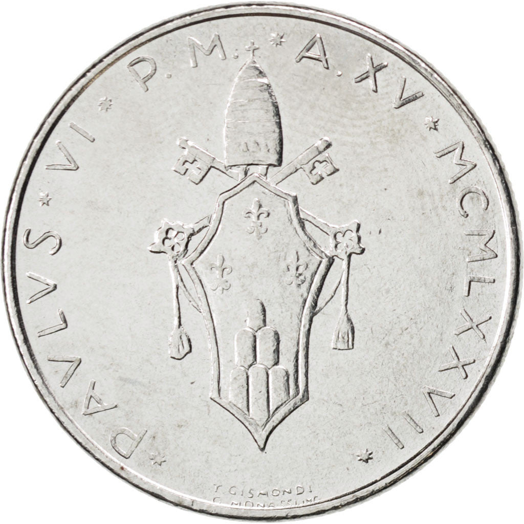 Coin, VATICAN CITY, Paul VI, 50 Lire, 1977, MS(63), Stainless Steel, KM:A121