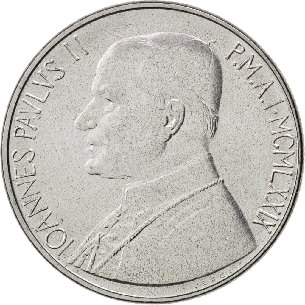 Coin, VATICAN CITY, John Paul II, 50 Lire, 1979, MS(63), Stainless Steel, KM:145