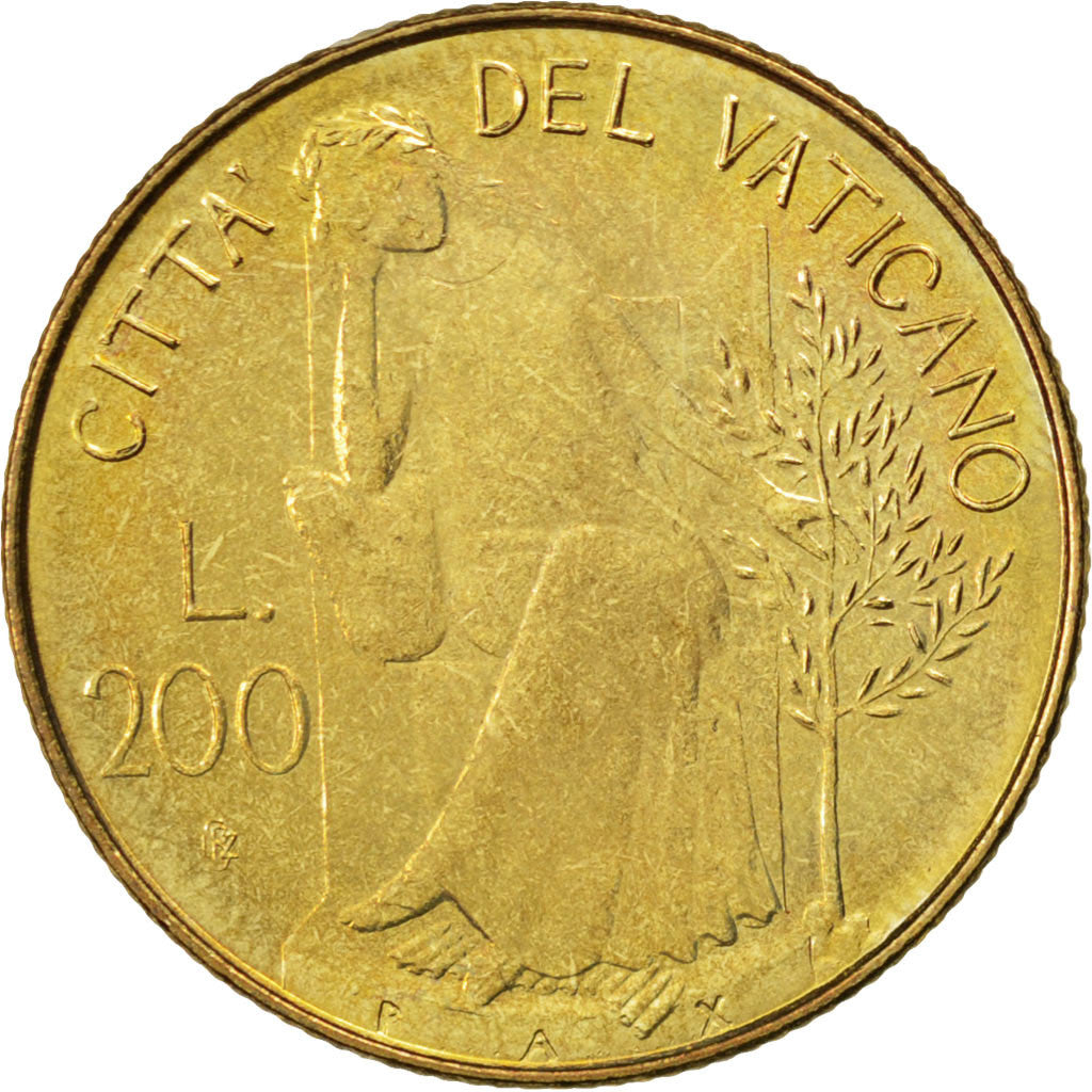 Coin, VATICAN CITY, John Paul II, 200 Lire, 1980, MS(63), Aluminum-Bronze