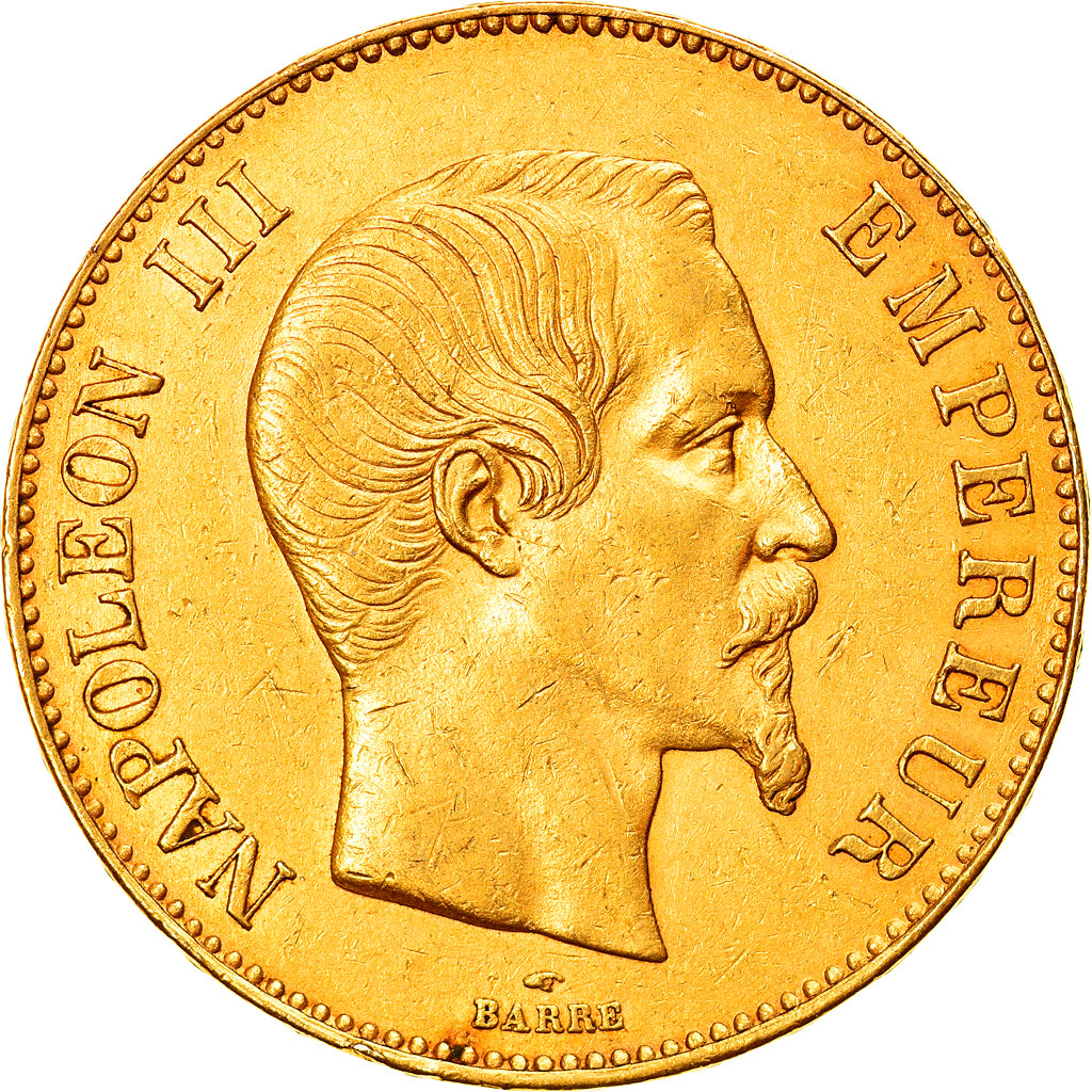 Coin, France, Napoleon III, 100 Francs, 1858, Paris, EF(40-45), Gold