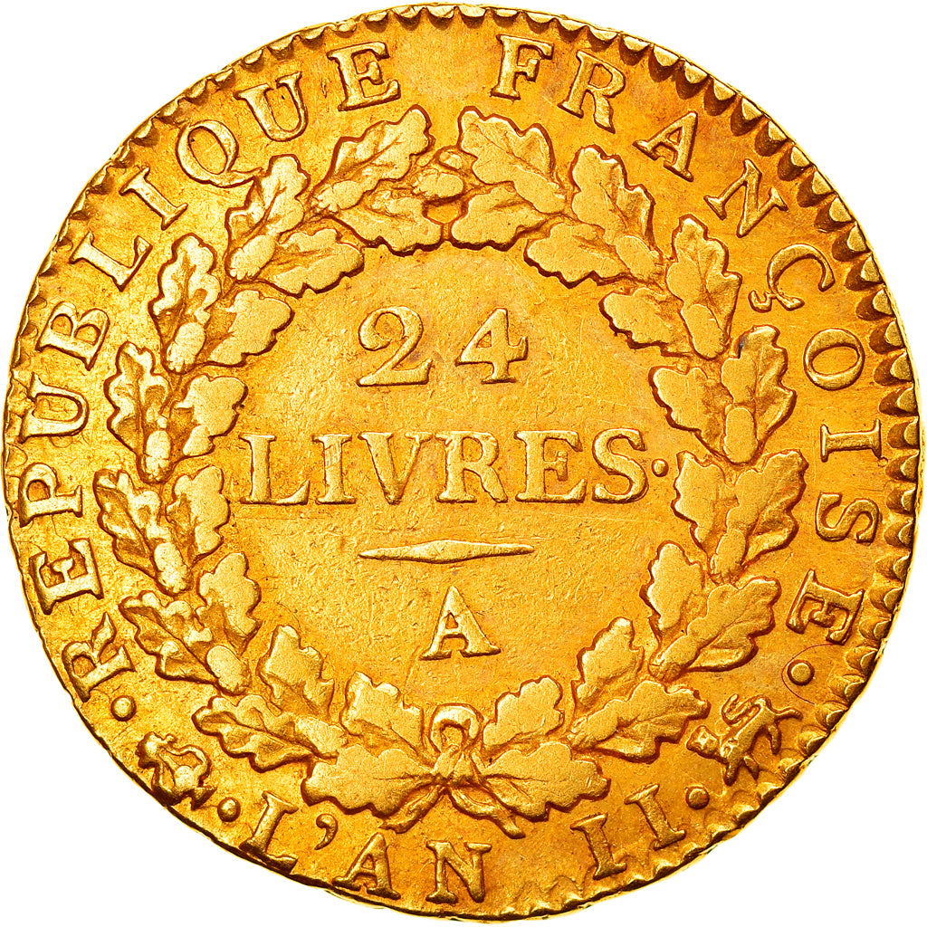 France, 24 Livres, 1793, Paris, Or, TB+, Gadoury:62