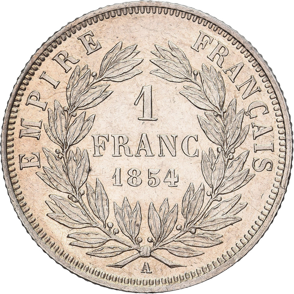 Coin, France, Napoleon III, Napoléon III, Franc, 1854, Paris, MS(63), Silver