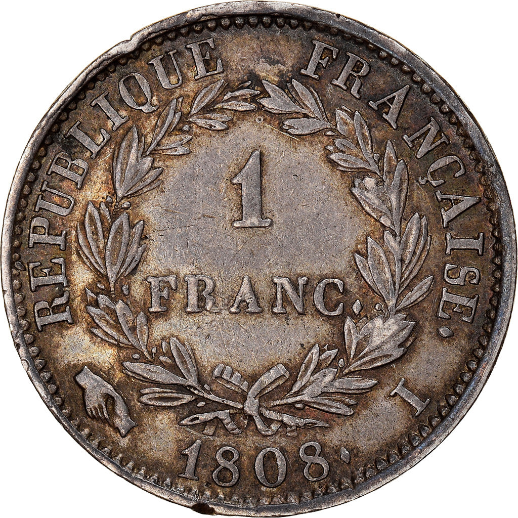 Moneta, Francia, Napoléon I, Franc, 1808, Limoges, Fautée, BB+, Argento