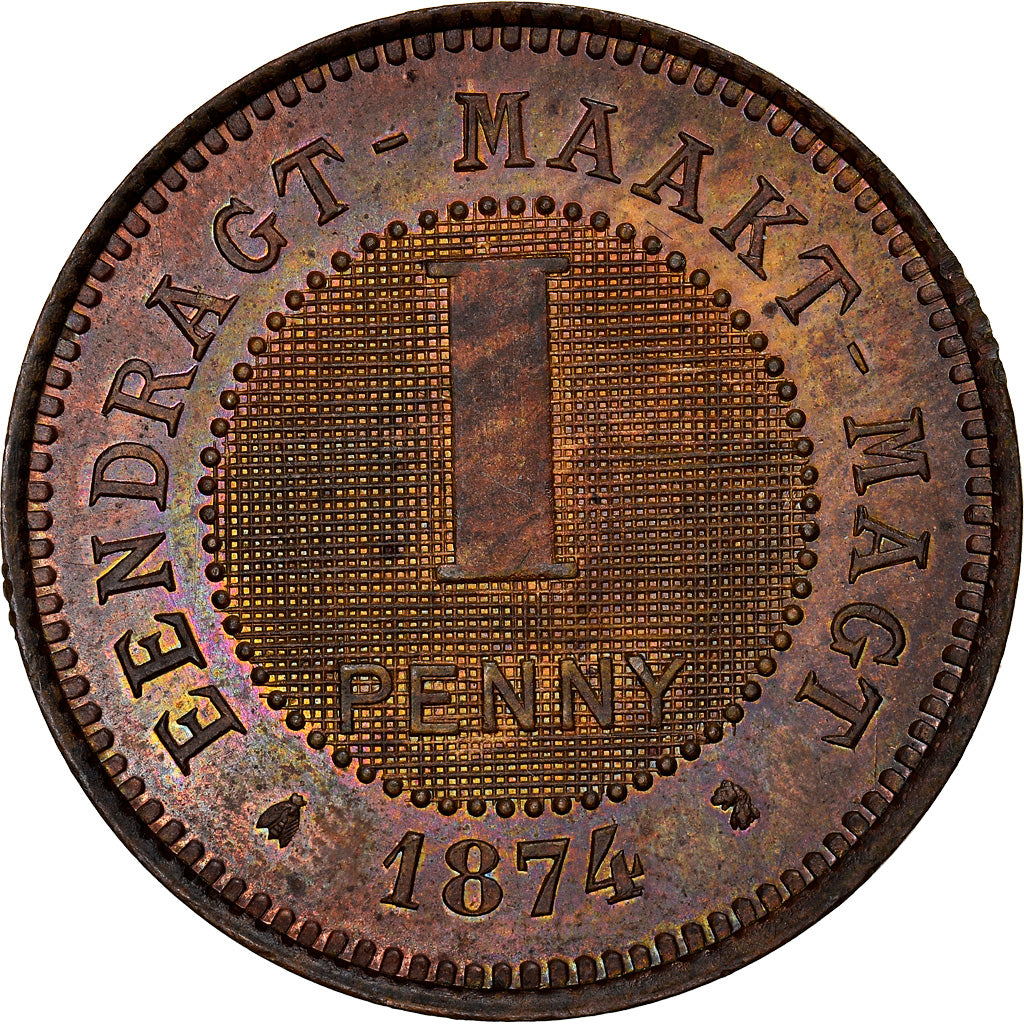 South Africa, Transvaal, 1 Penny, 1874, Brussels, Pattern, Bronze, PCGS, SP63BN