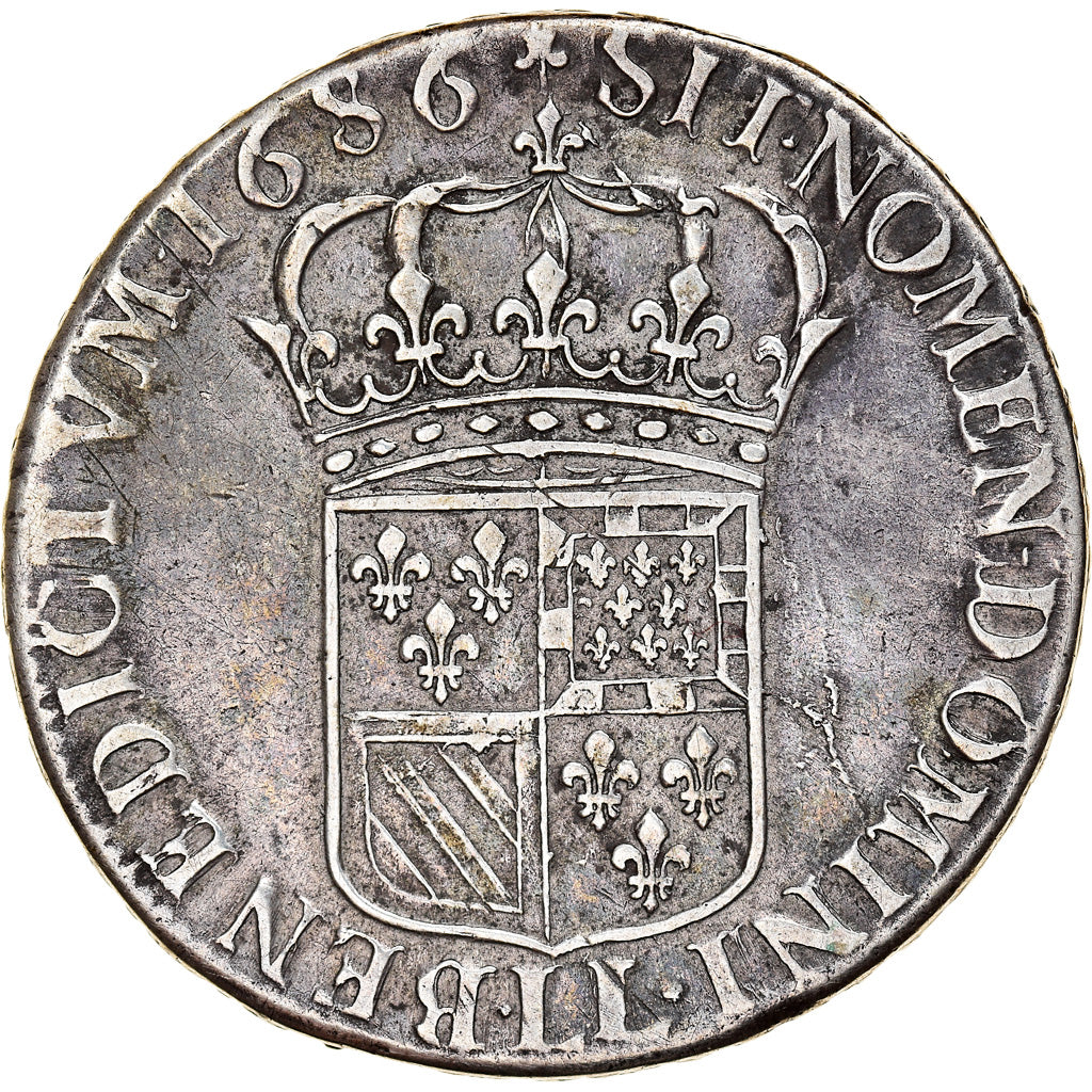 França, Louis XIV, Écu de Flandre, 1686, Lille, Prata, AU(50-53), Gadoury:215