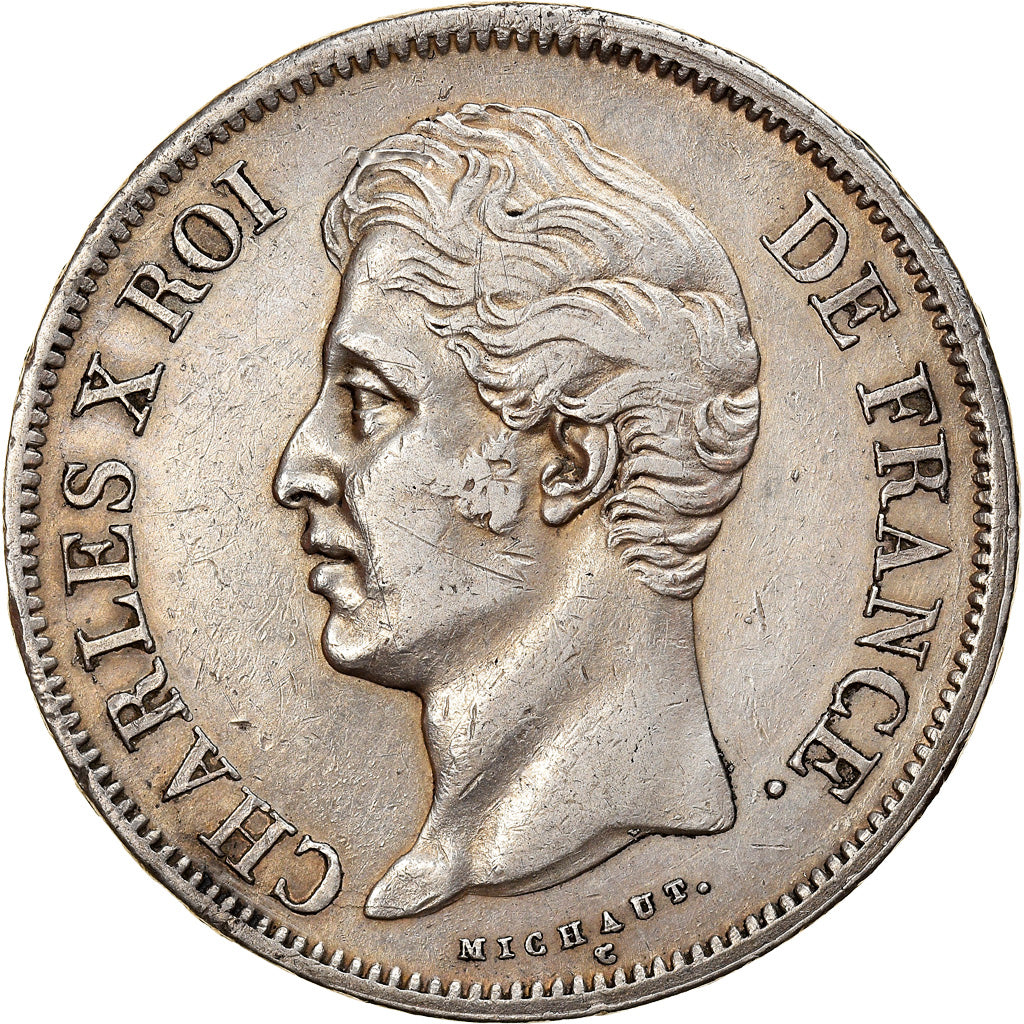 Moneda, Francia, Charles X, 5 Francs, 1830, Paris, MBC+, Plata, KM:727