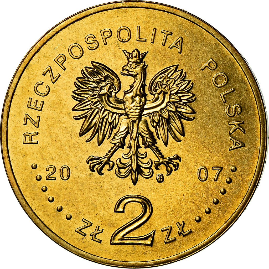 Coin, Poland, 2 Zlote, 2007, Warsaw, MS(60-62), Brass, KM:592