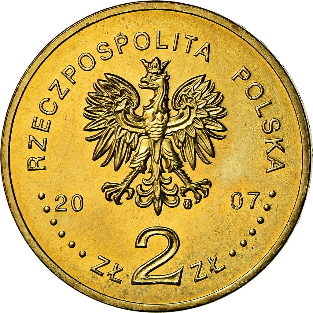 Moneda, Polonia, 2 Zlote, 2007, Warsaw, EBC+, Latón, KM:586