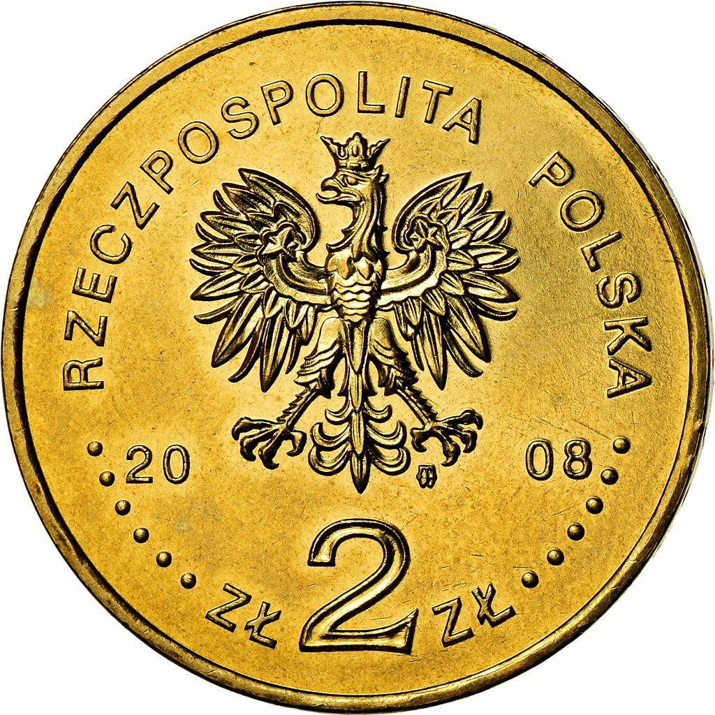 Coin, Poland, 2 Zlote, 2008, Warsaw, MS(60-62), Brass, KM:629