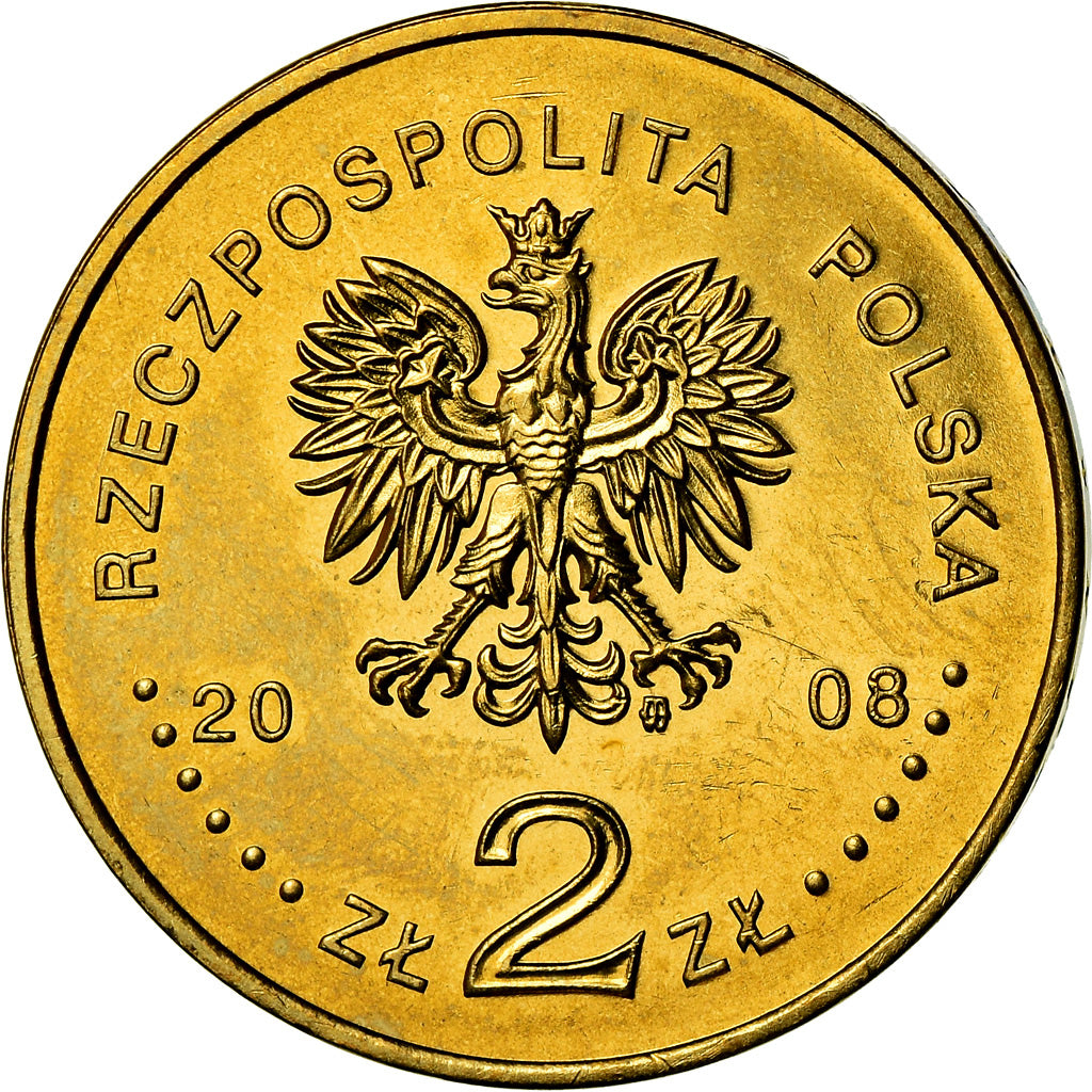 Moneda, Polonia, 2 Zlote, 2008, Warsaw, EBC+, Latón, KM:648