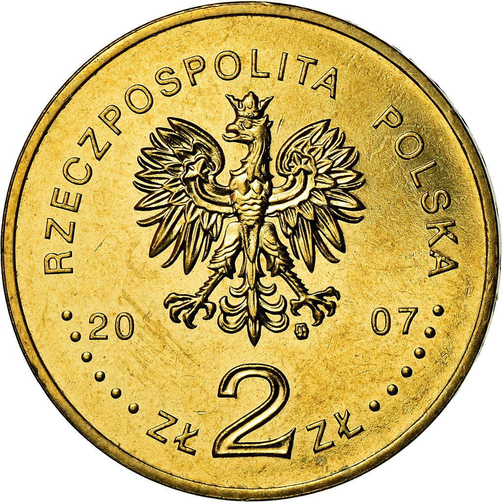 Coin, Poland, 2 Zlote, 2007, Warsaw, MS(60-62), Brass, KM:594