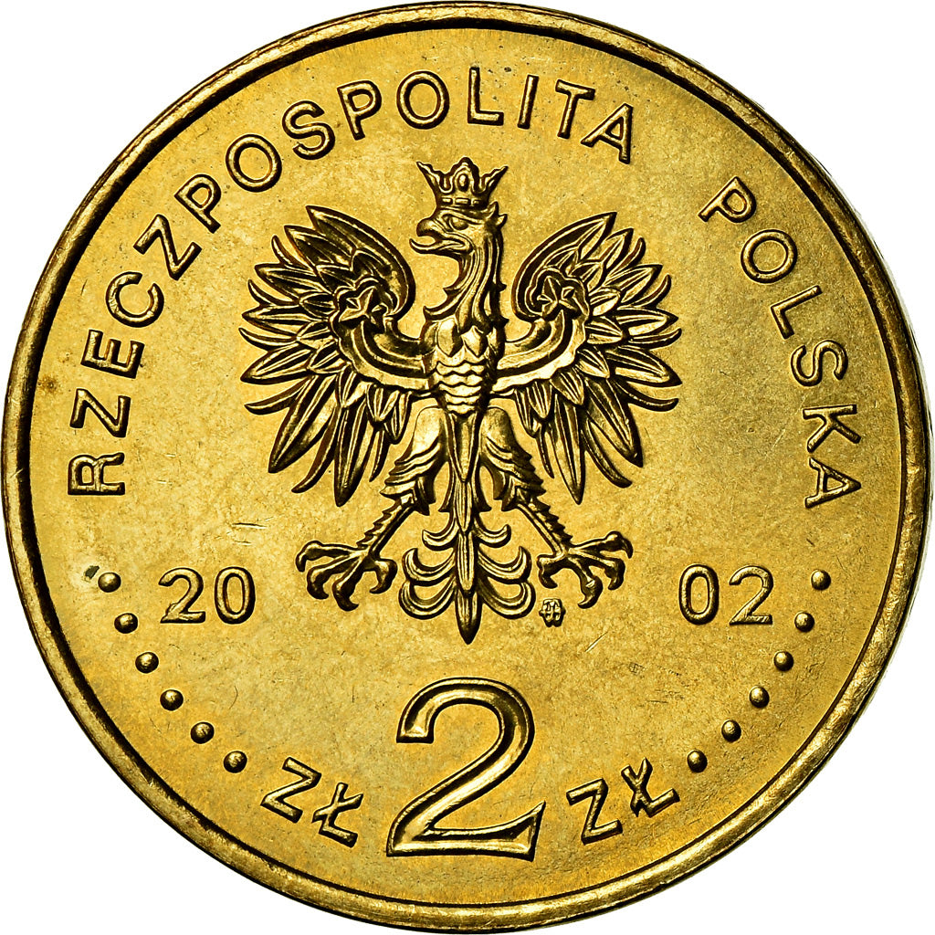 Moneda, Polonia, 2 Zlote, 2002, Warsaw, EBC+, Latón, KM:433