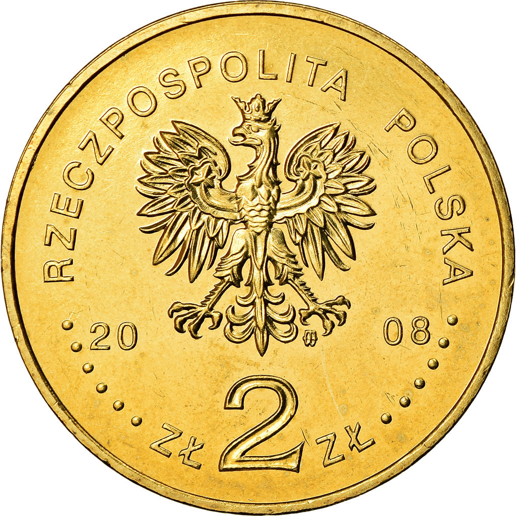 Moneda, Polonia, 2 Zlote, 2008, Warsaw, EBC+, Latón, KM:662