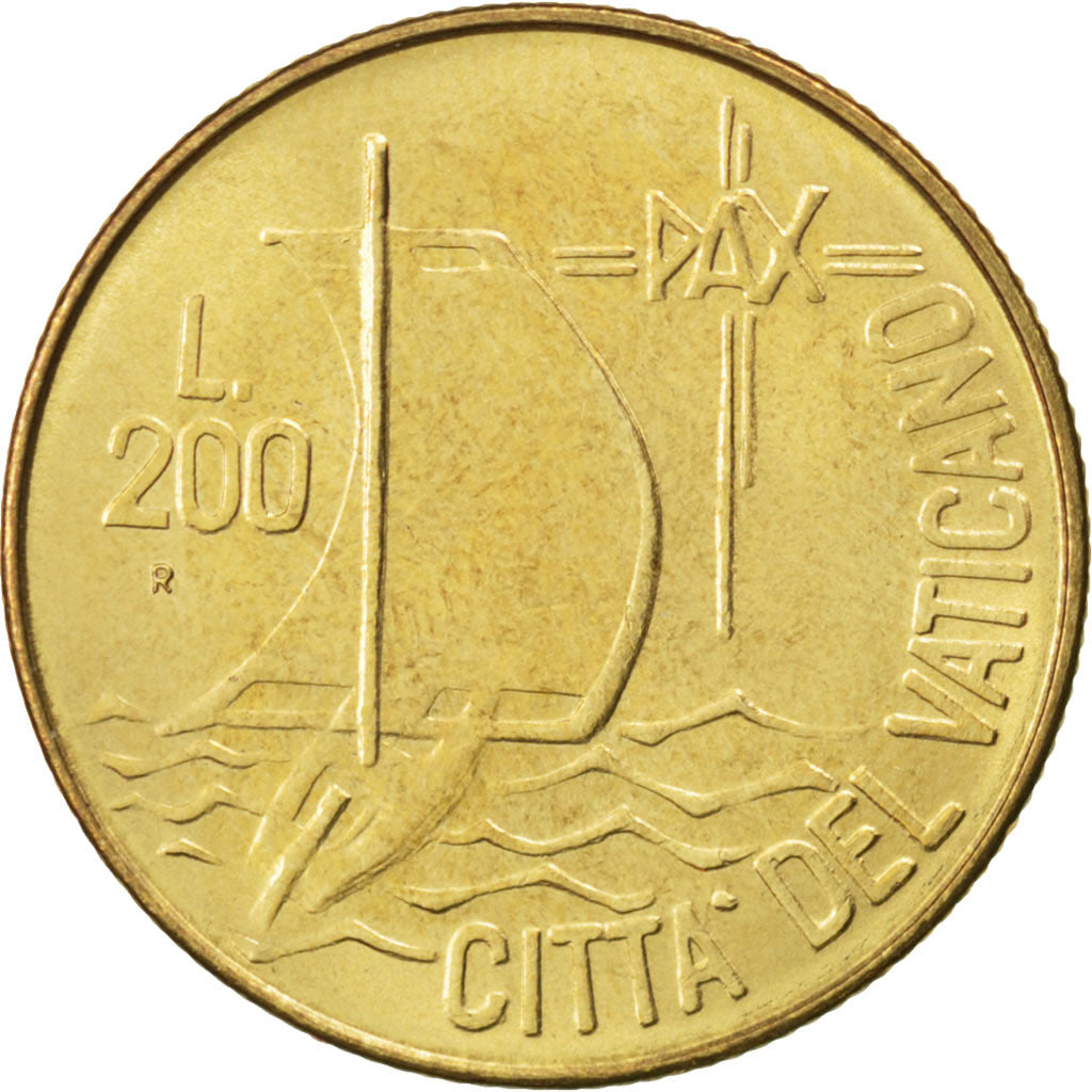 Coin, VATICAN CITY, John Paul II, 200 Lire, 1984, MS(63), Aluminum-Bronze