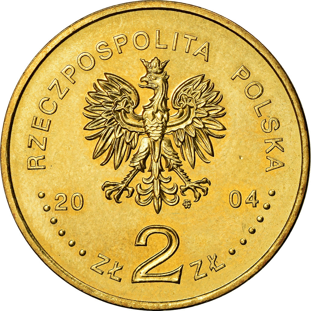Moneda, Polonia, 2 Zlote, 2004, Warsaw, EBC+, Latón, KM:505