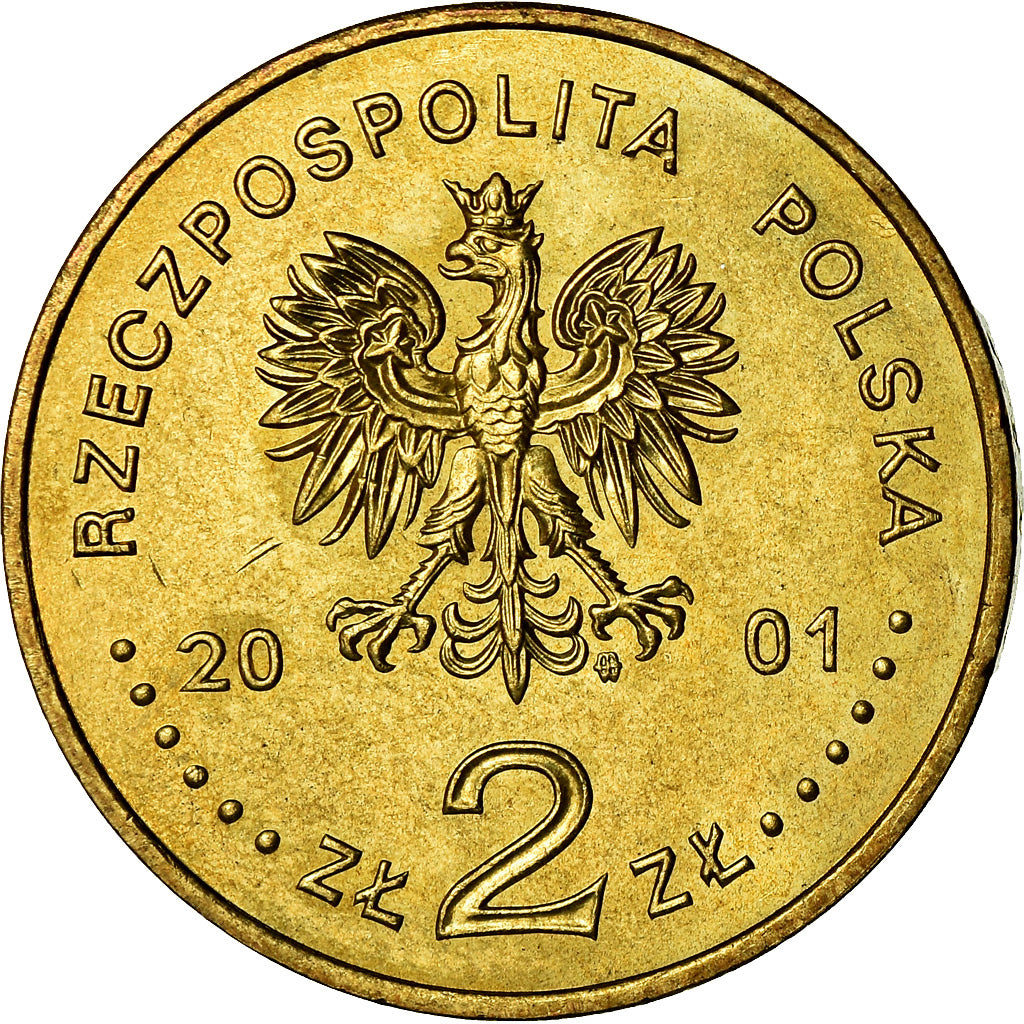 Coin, Poland, 2 Zlote, 2001, Warsaw, MS(60-62), Brass, KM:418