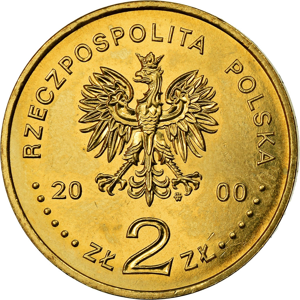 Moneta, Polska, 2 Zlote, 2000, Warsaw, MS(60-62), Mosiądz, KM:404