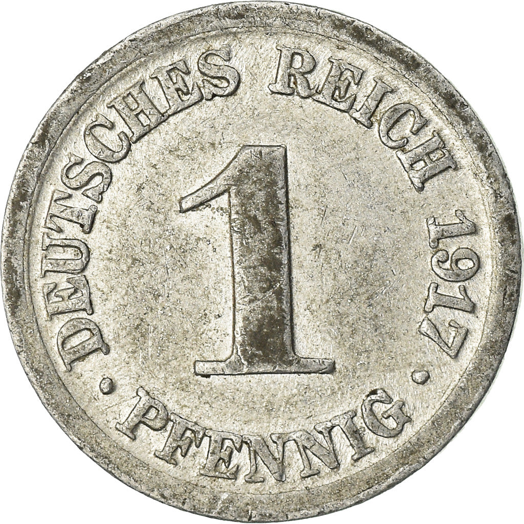 Coin, GERMANY - EMPIRE, Wilhelm II, Pfennig, 1917, Munich, AU(50-53), Aluminum