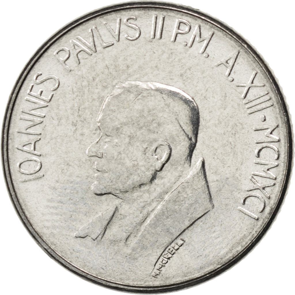 Monnaie, Cité du Vatican, John Paul II, 100 Lire, 1991, SPL, Stainless Steel